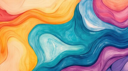 Poster - A dynamic display of colorful swirling patterns flows together, evoking a sense of motion and calm reminiscent of a vivid sunset