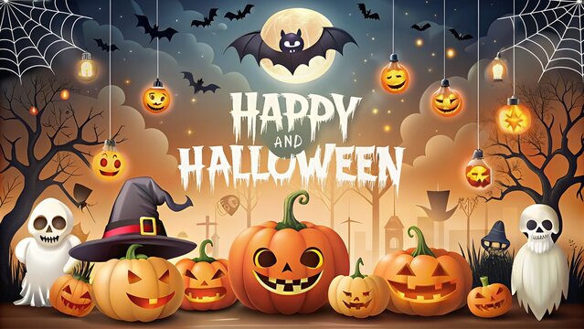 halloween background with pumpkins