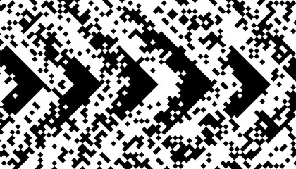 Poster - Black and white abstract pixel effect pattern with sharp arrows shape. For sporty background and jersey design. Fully editable vector element 