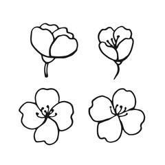 Wall Mural - Flowers of jasmine hand drawn illustration. Vector isolated branch ink style.