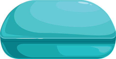 Poster - Classic blue soap bar is lying on a white background, representing cleanliness and hygiene