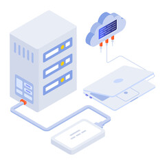 Wall Mural - An isometric icon of cloud hosting 