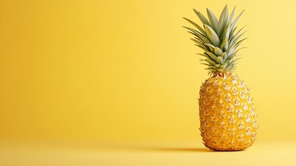 Wall Mural - Single pineapple isolated on a bright, colorful background for emphasis.