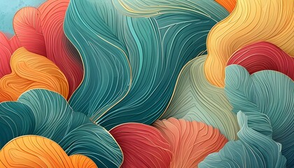 Abstract organic texture illustration with flowing lines, creating a visually captivating wallpaper design