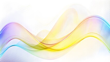 Poster - yellow and blue sound wave line curve on a white background. element for theme technology futuristic
