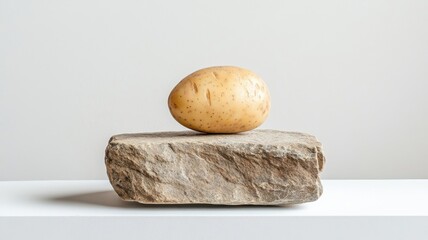 Potato elegantly displayed on a podium, showcasing its unique shape and earthy texture.