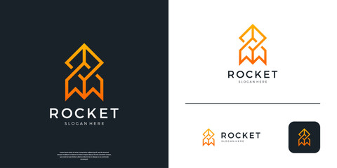 Poster - Abstract rocket logo design inspiration.