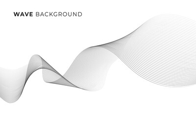 Poster - abstract black wave with futuristic line art isolated banner design