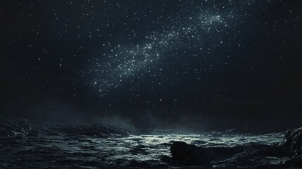 A mesmerizing night sky illuminated by the Milky Way, with stars scattered like diamonds across the inky black canvas.