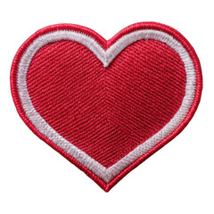 embroidered red heart patch badge isolated on transparent background