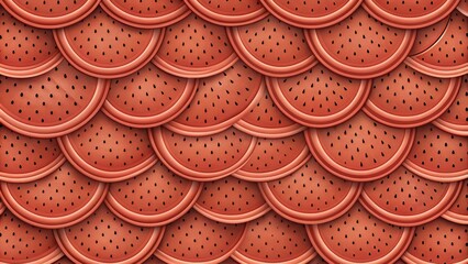 Wall Mural - Repeating Pattern of Watermelon Slices with Seeds