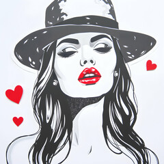 Wall Mural - portrait of a girl with hat