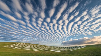 Poster - The sky is filled with checkerboard-like clouds, an unusual pattern that creates a sense of order and symmetry in an otherwise natural scene