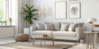 © KM - Bright and airy Scandinavian-style living room featuring sleek furniture, neutral tones, and simple yet elegant decor