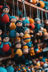 Children's toys made from natural materials being sold at a rural market