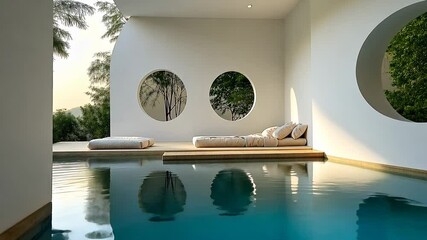 Poster - luxury private pool with lounge area