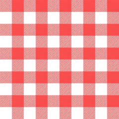 Wall Mural - Gingham seamless pattern.Checkered tartan plaid repeat pattern in red and white.Geometric vector illustration background wallpaper