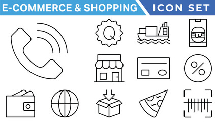 Poster - E-Commerce & Shopping thin line icons set. E-Commerce, Shop, Online Shopping Editable Stroke icons collection. Shoppind symbols set