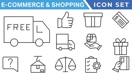 Poster - E-Commerce & Shopping thin line icons set. E-Commerce, Shop, Online Shopping Editable Stroke icons collection. Shoppind symbols set