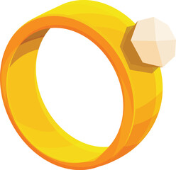 Poster - Golden ring with big diamond shining brightly, isometric view