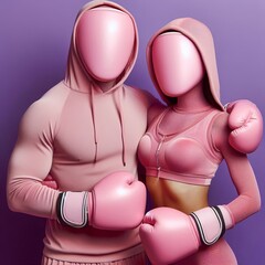 two human in pink boxing gloves