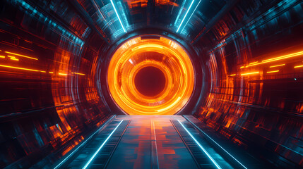 Wall Mural - Energy loop in futuristic tech tunnel