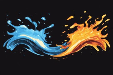 Fire and water elements vector illustration isolated