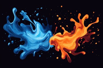 Vector illustration of blue and orange liquid splash