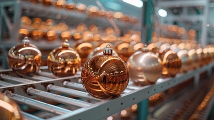 Production of christmas ball at the factory, modern technologies 