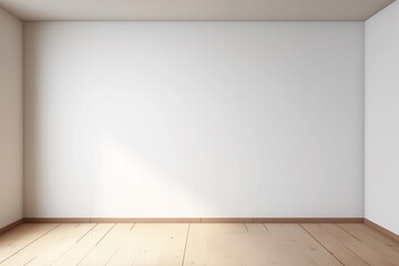 Wall Mural - Empty white wall and wooden floor copy space 3d background