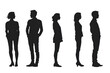 © Sodapeaw - Silhouettes of five people standing in different postures, isolated on transparent background. Perfect for various design and illustration projects.