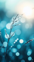 Wall Mural -  A tight shot of a plant against a backdrop of indistinct lights and an out-of-focus sky