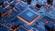 © Harjo - 3D render AI artificial intelligence technology CPU central processor unit chipset on the printed circuit board for electronic and technology concept select focus shallow depth of field