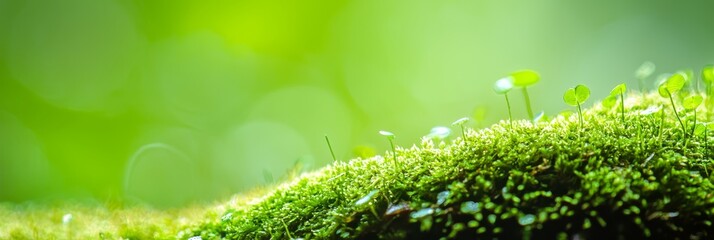  A tight shot of a mossy texture teeming with tiny green flora atop