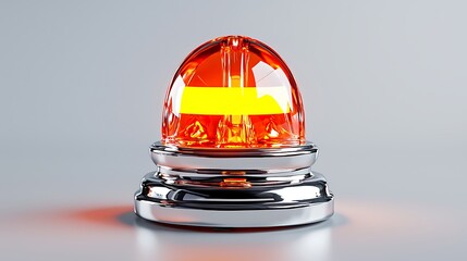 A chrome and orange emergency light shines, isolated against a white background, bright and commanding attention.