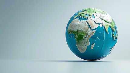 A 3D-rendered Earth globe floats against a backdrop of global concepts like sustainability and ecology.