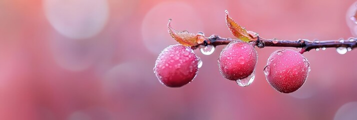 indistinct leaves and water beads on branches