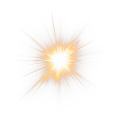 Wall Mural - A bright, golden light bursts isolated on a transparent background.