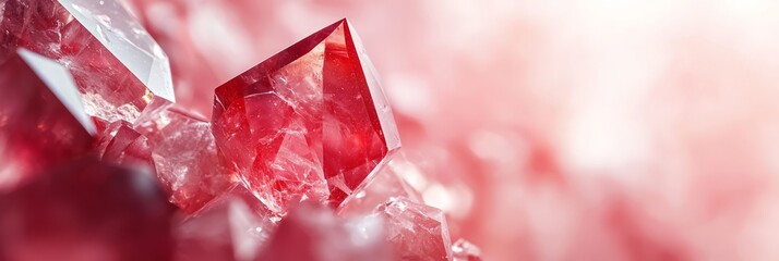  A red glass object, closely framed against a white and red backdrop, with a softly blurred background