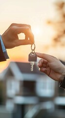 Poster - Two people are holding a key in their hands, one of them is wearing a suit