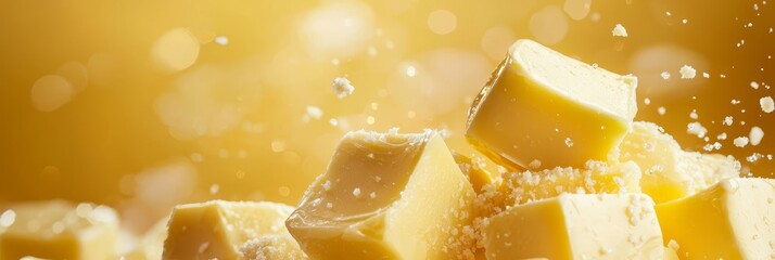 Sticker -  A heap of butter cubes drips water from one cube's peak