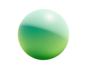 Wall Mural - a 3d green sphere with a gradient sits on a transparent surface.