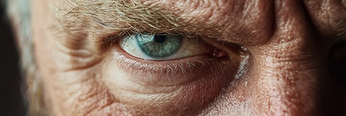 Wall Mural -  A close-up of a man's eye with a mustache above his eyebrows, not below