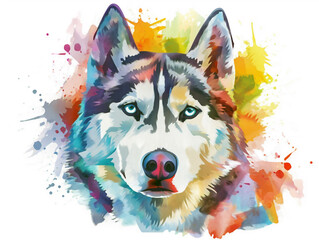 Wall Mural - farbenfreudiger und gut gelaunter Husky