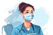 © Сергей Косилко - A female medic in a medical mask and overalls.