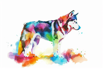 Wall Mural - farbenfreudiger und gut gelaunter Husky