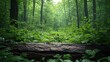 © walaiporn - Frame mockup on a fallen log, dense undergrowth in a woodland ecosystem, 3D illustration