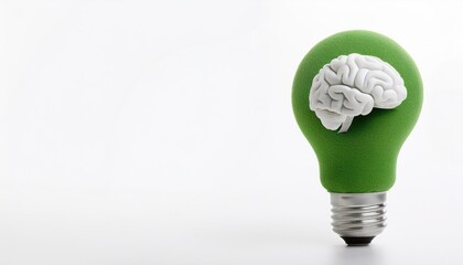 Poster - Green Lightbulb with Brain Inside.
