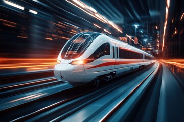 Wall Mural - Futuristic Maglev Engineering Innovation in Urban Transit Illustration