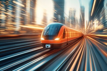 Wall Mural - Futuristic Maglev Train: Dynamic Illustration of Next-Gen Rail System with Hyper-Realistic Design